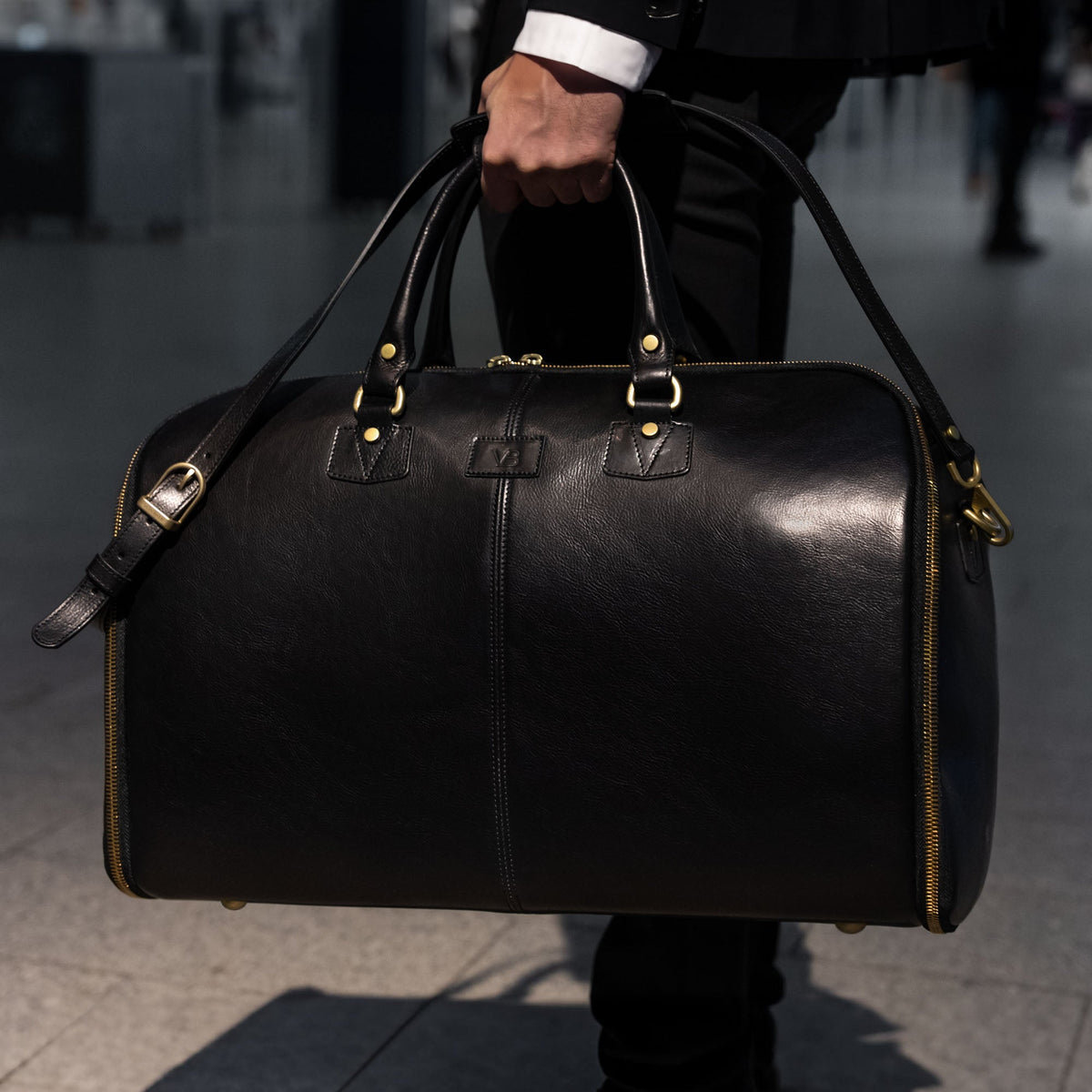 Leather Garment Duffel Bag