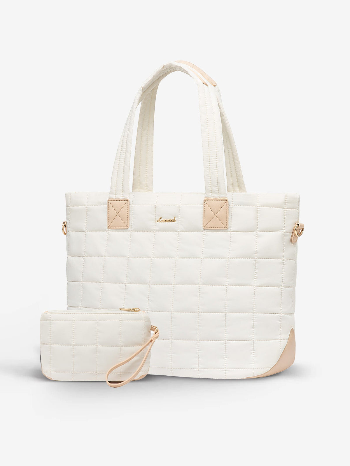 2Pcs Lightweight Puffer Tote Bag, 15.6" 17"