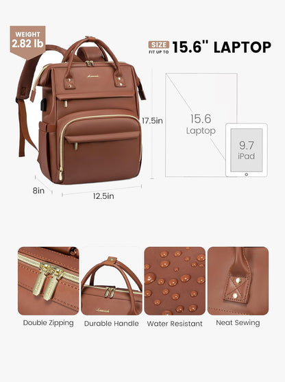 Leather Laptop Backpack, 15.6"-18"