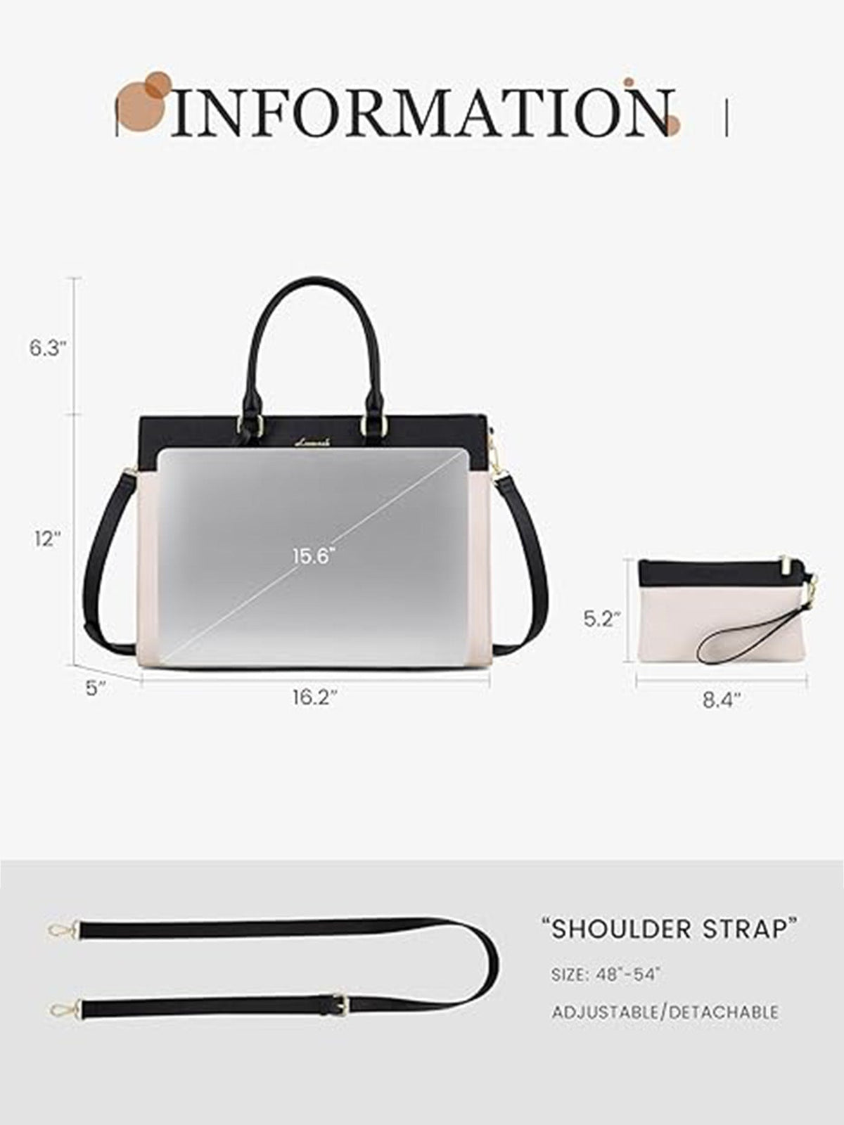 2Pcs Leather Computer Bag, 15.6" 17.3"