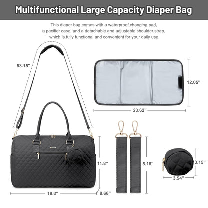 5Pcs Quilted Diaper Tote Bag