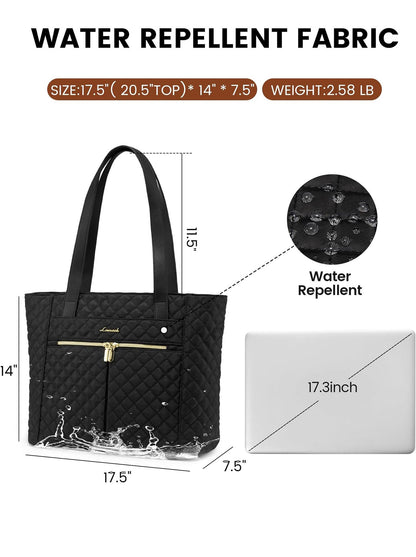 2Pcs Diamond Quilted Tote Bag, 15.6" 17"