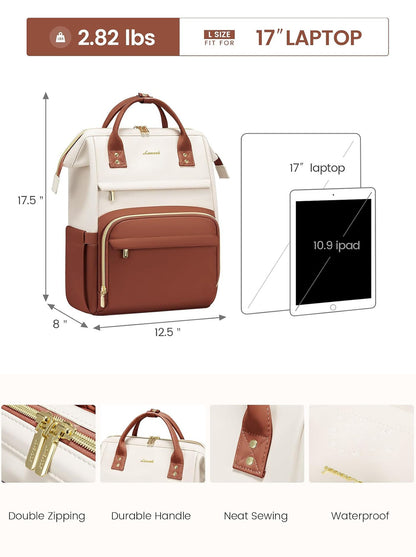 Leather Laptop Backpack, 15.6" 17"