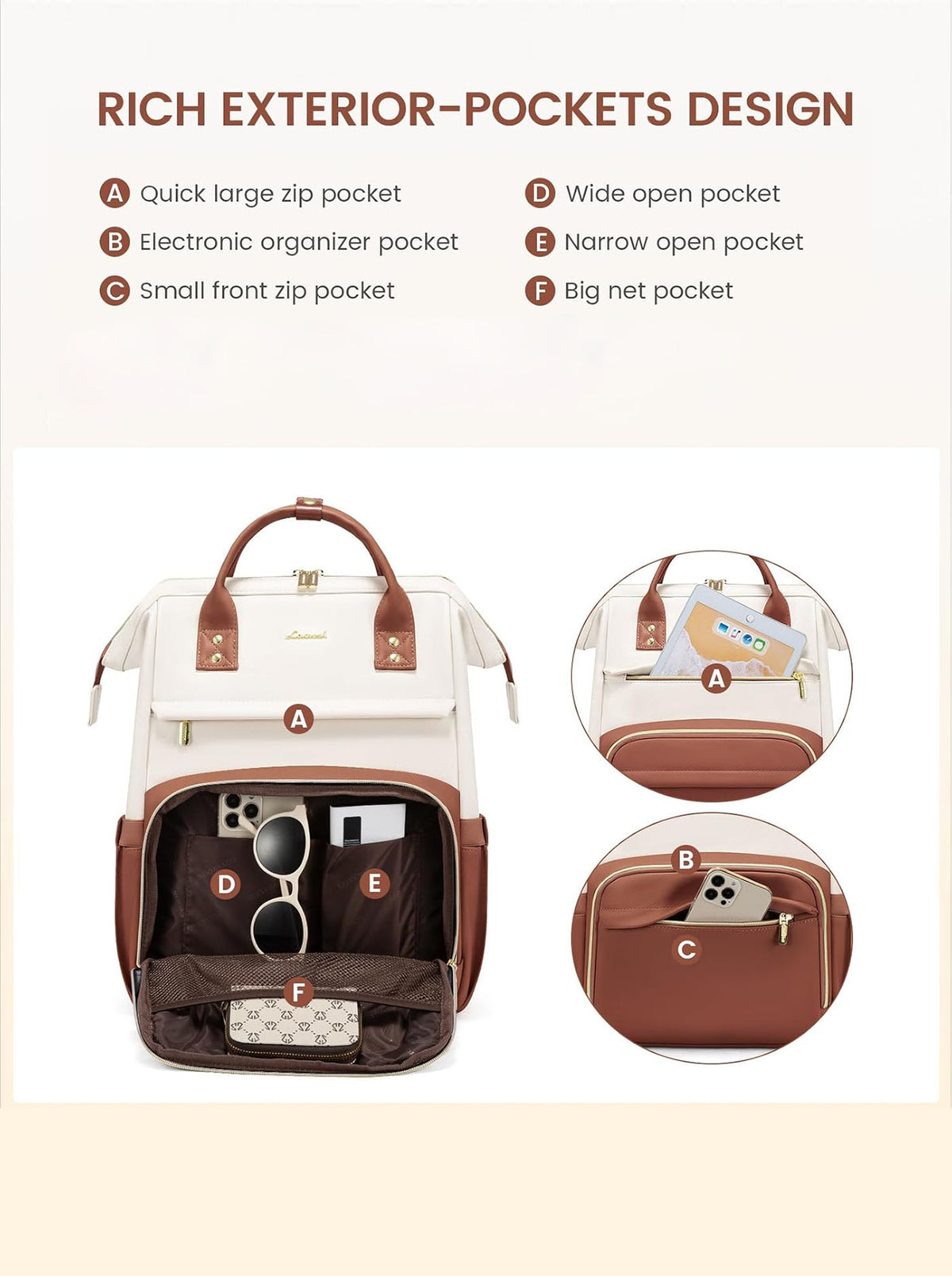 Leather Laptop Backpack, 15.6" 17"