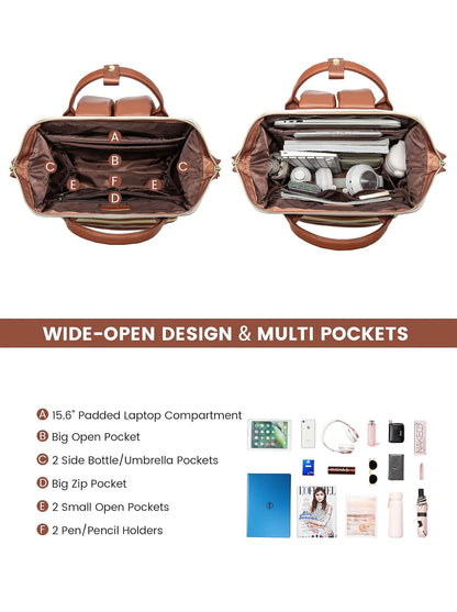 Leather Laptop Backpack, 15.6" 17"