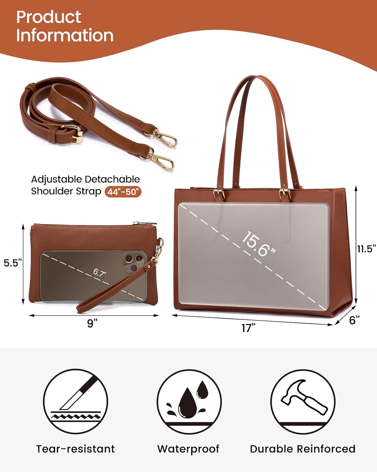 2Pcs Laptop Shoulder Bag, 15.6"