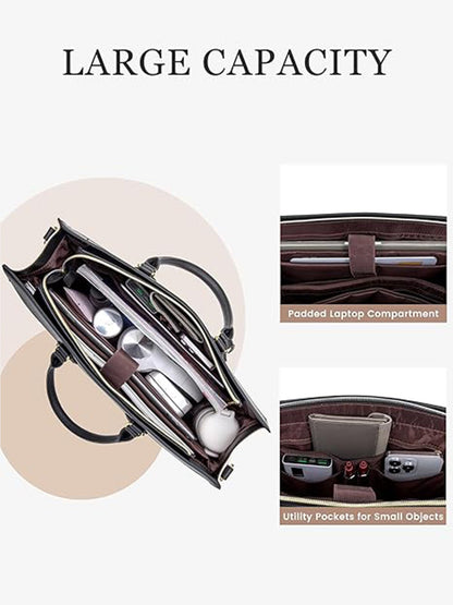 2Pcs Leather Computer Bag, 15.6" 17.3"