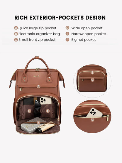 Leather Laptop Backpack, 15.6"-18"
