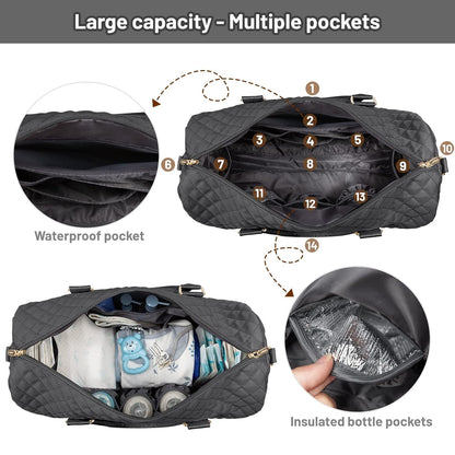 5Pcs Quilted Diaper Tote Bag