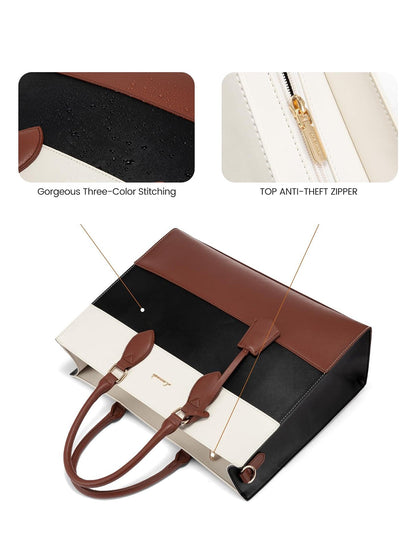 2Pcs Colorblock Laptop Tote Bag, 15.6" 17.3"