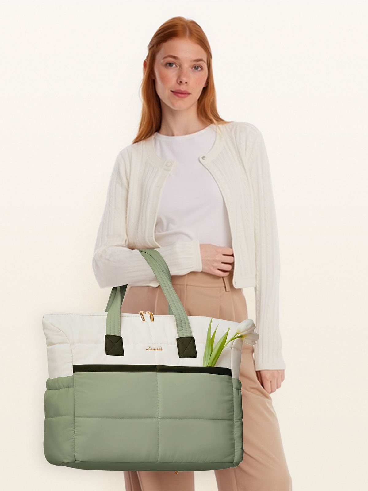 Multi-pocket Puffer Tote Bag, 15.6" 17.3"