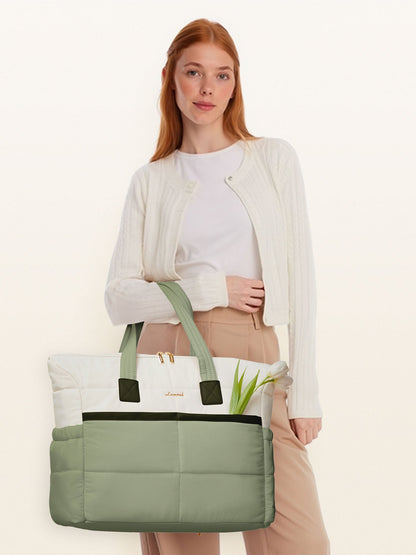 Multi-pocket Puffer Tote Bag, 15.6" 17.3"