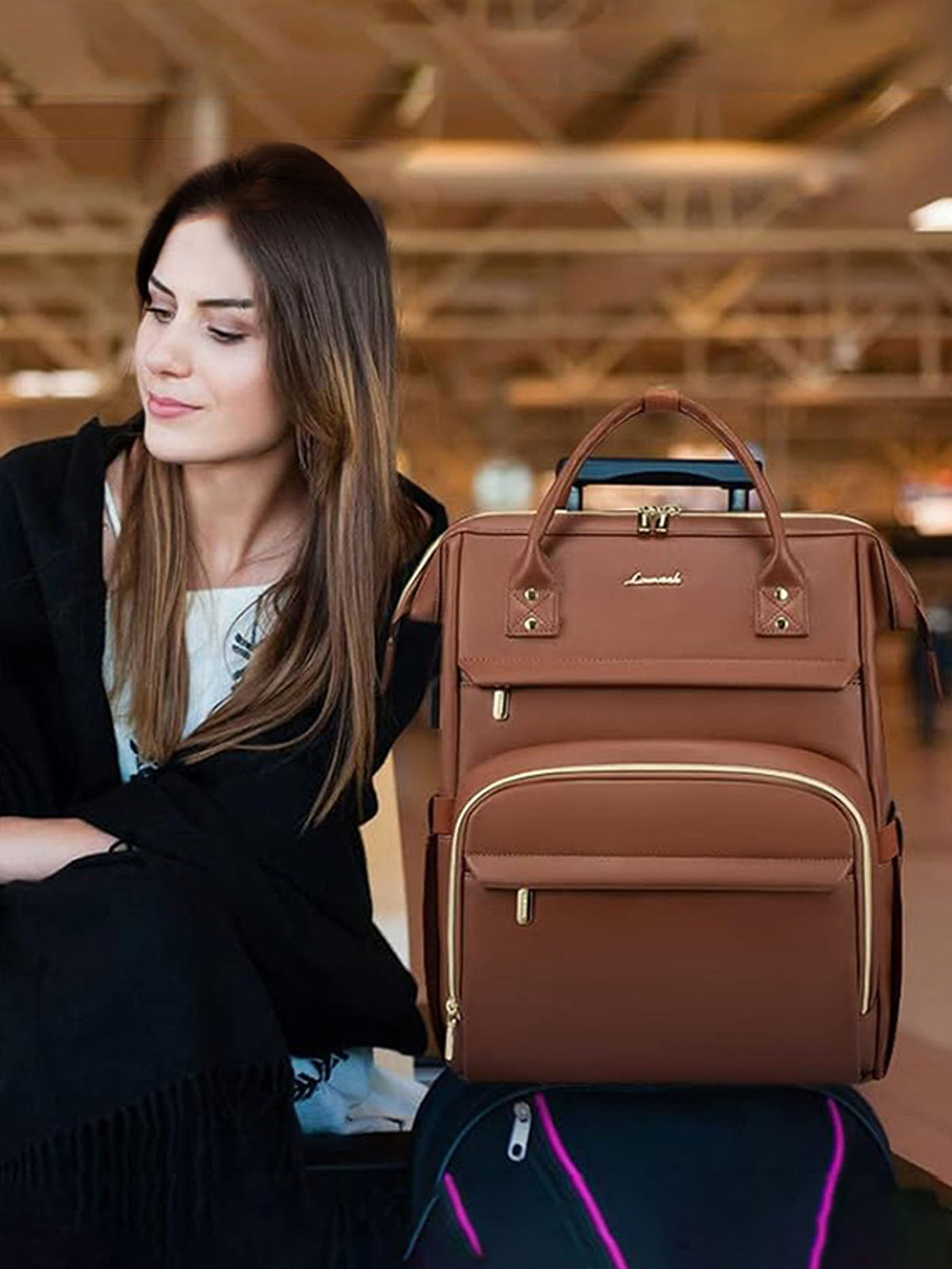 Leather Laptop Backpack, 15.6"-18"