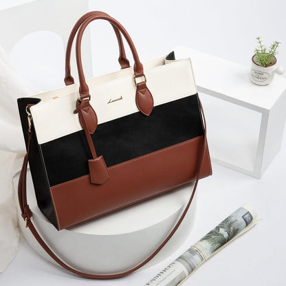 2Pcs Colorblock Laptop Tote Bag, 15.6" 17.3"