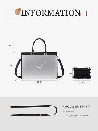 2Pcs Leather Computer Bag, 15.6" 17.3"