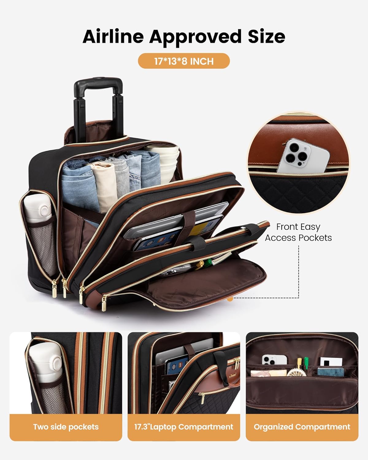 Rolling Laptop Bag, 17.3"