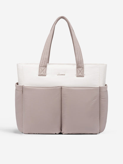 2Pcs Multi-pocket Puffer Tote Bag, 15.6" 17.3"