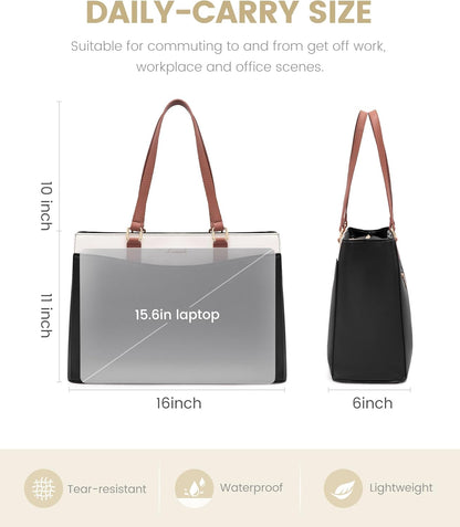 Leather Laptop Tote Bag, 15.6" 17.3"