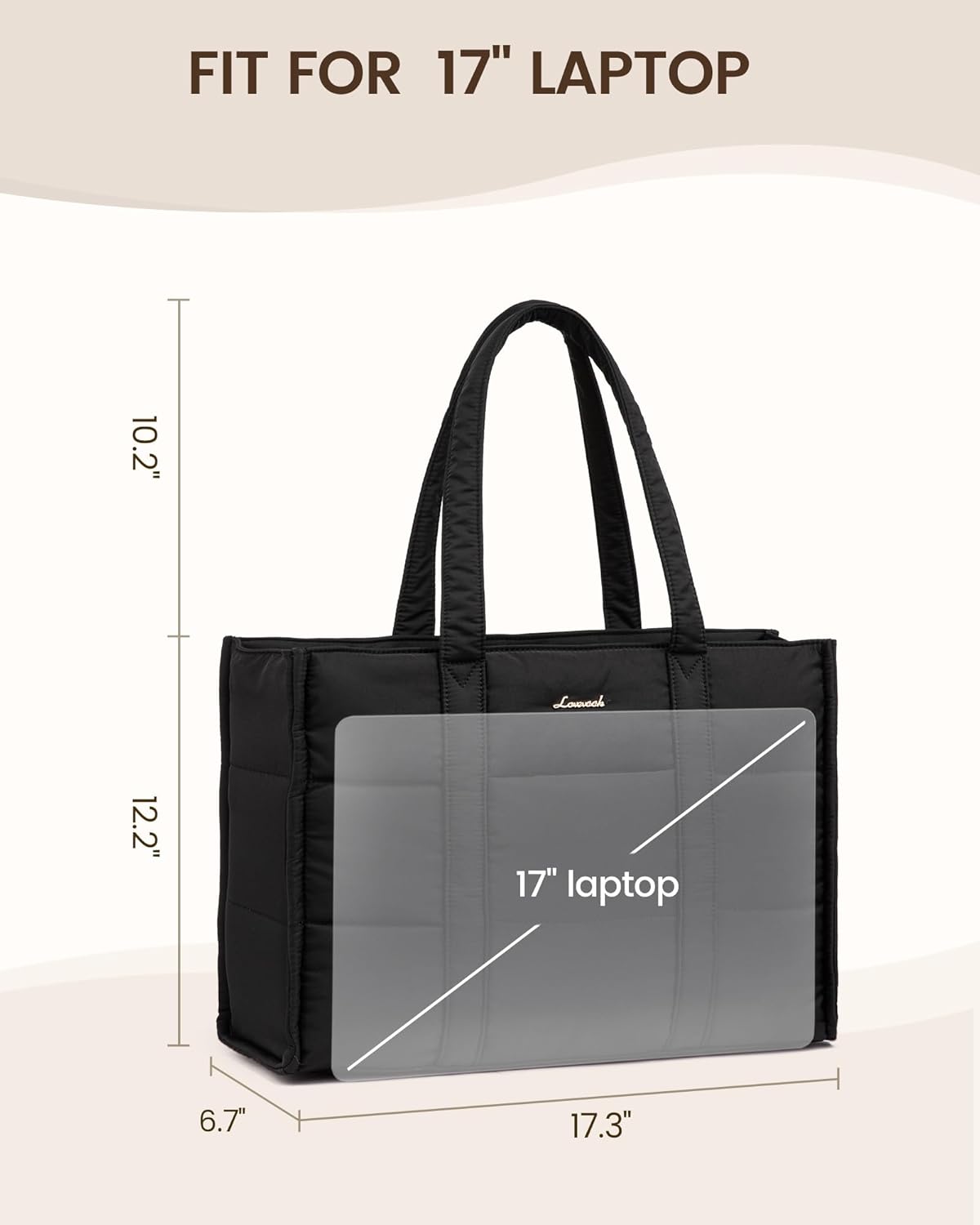 Puffer Tote Bag, 15.6" 17"