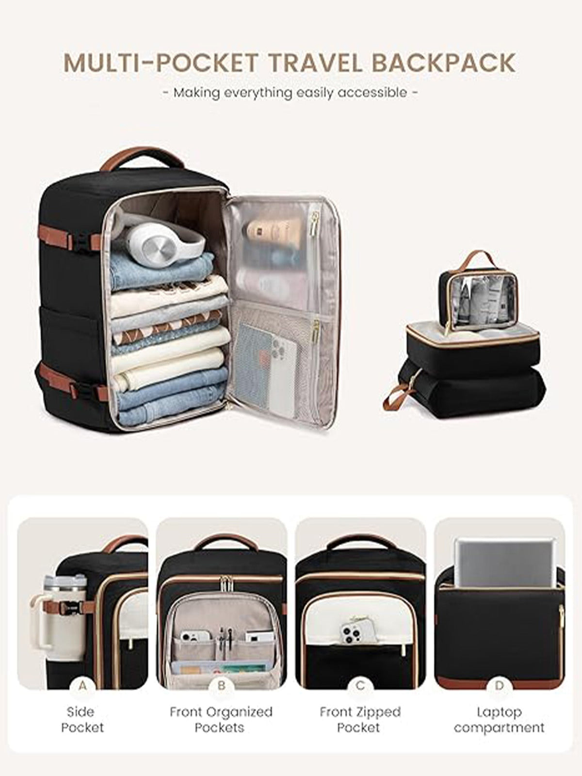 4Pcs Travel Backpack 40L/50L