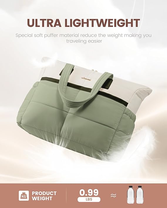 Multi-pocket Puffer Tote Bag, 15.6" 17.3"