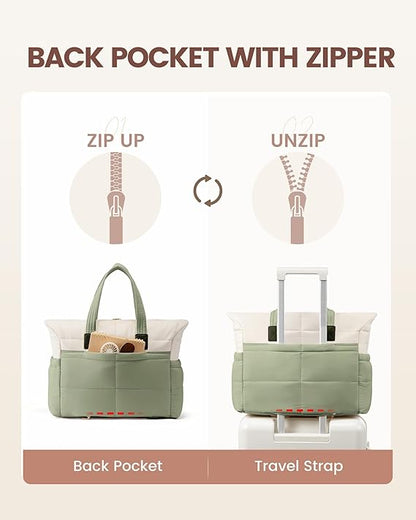 Multi-pocket Puffer Tote Bag, 15.6" 17.3"