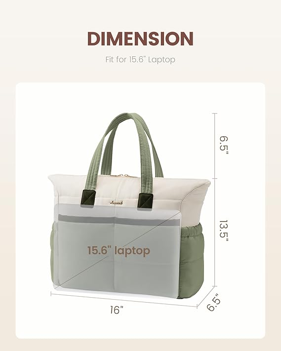 Multi-pocket Puffer Tote Bag, 15.6" 17.3"