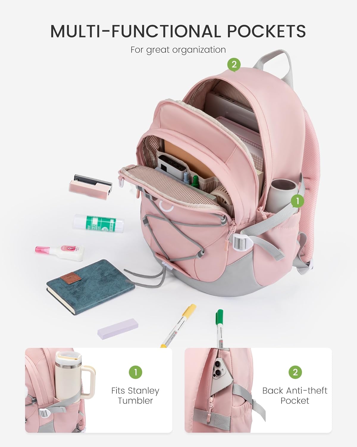 Cute School Backpack, 15.6" 17.3", 4424