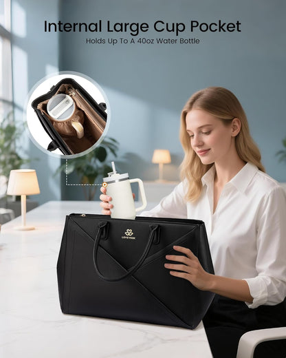 PU Leather Work Bag, 15.6" 17.3"