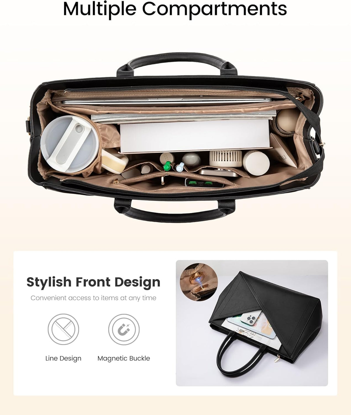 PU Leather Work Bag, 15.6" 17.3"