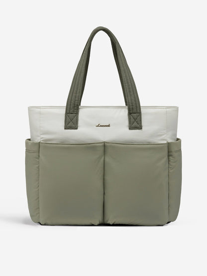 2Pcs Multi-pocket Puffer Tote Bag, 15.6" 17.3"