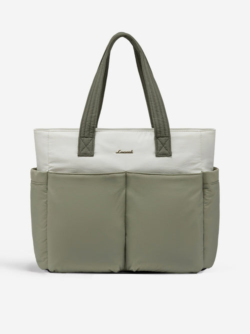 2Pcs Multi-pocket Puffer Tote Bag, 15.6" 17.3"