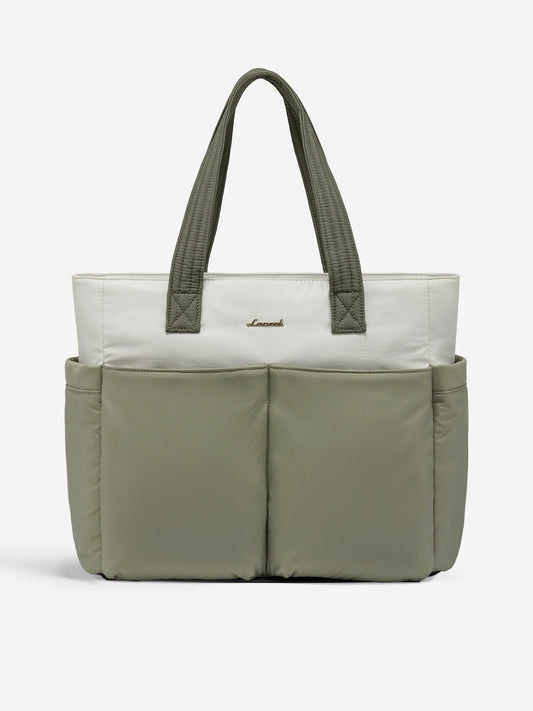 2Pcs Multi-pocket Puffer Tote Bag, 15.6" 17.3"