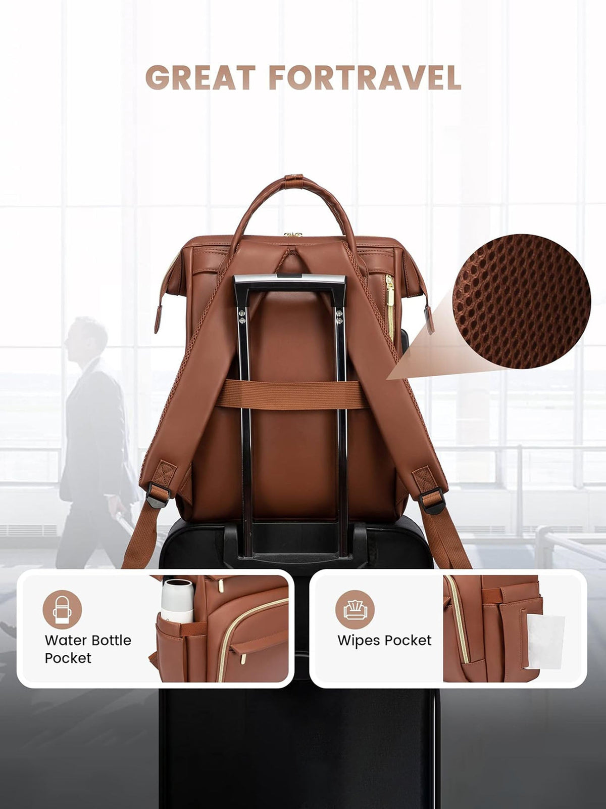 Leather Laptop Backpack, 15.6"-18"