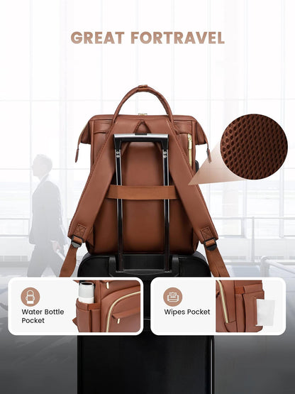 Leather Laptop Backpack, 15.6"-18"