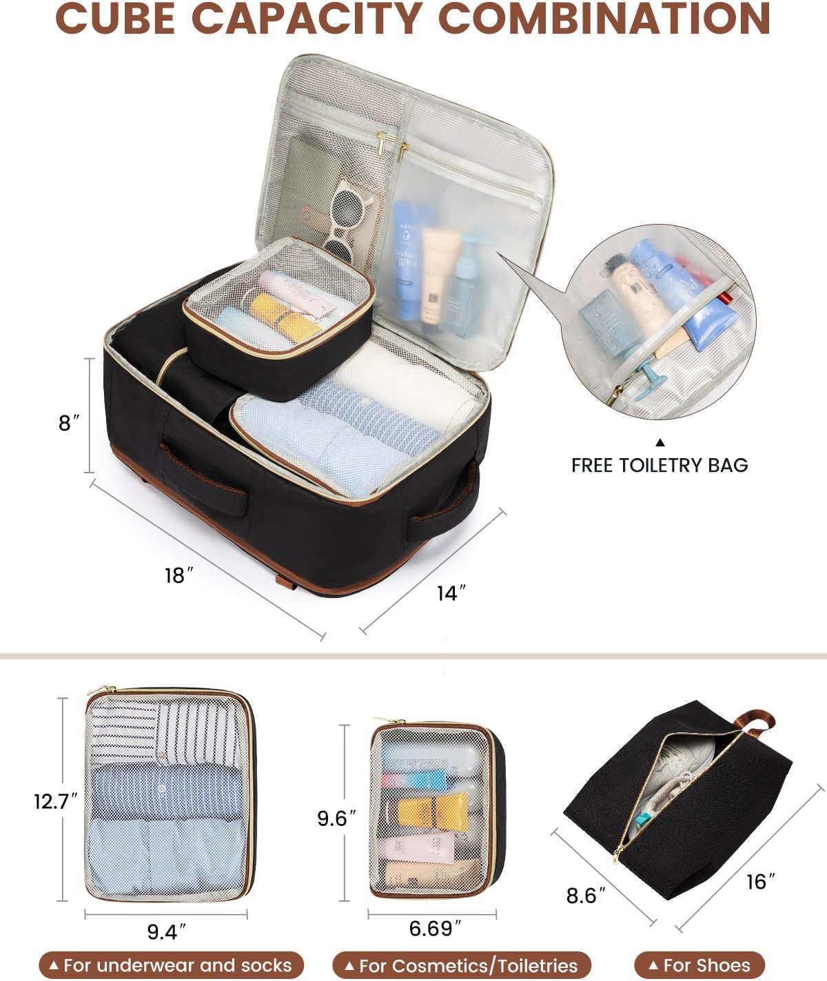 Carry On Luggage 57L with Wheels(ONLY US )