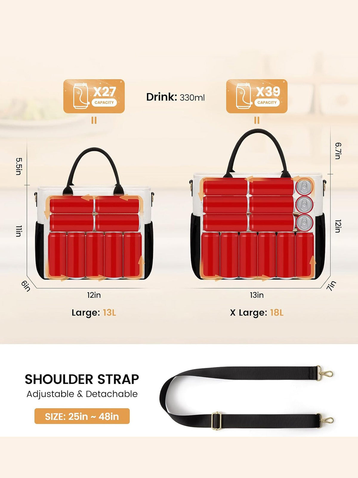 Insulated Lunch Bag, 13L 18L