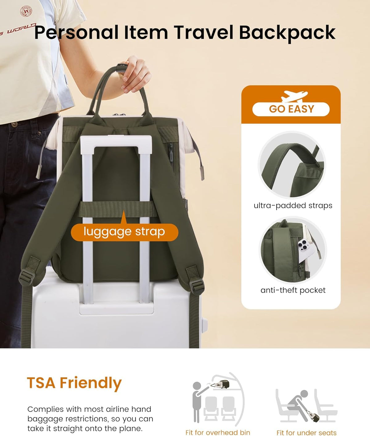 Stylish School Backpack, 15.6" 17", 5116