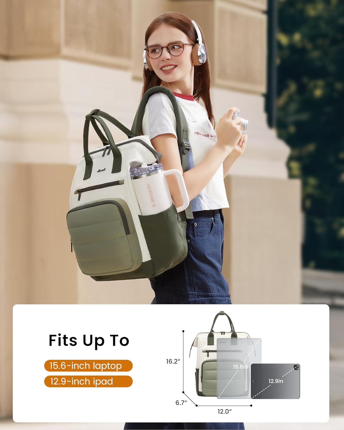 Stylish School Backpack, 15.6" 17", 5116