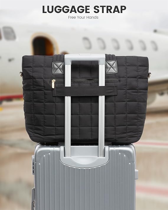 2Pcs Lightweight Puffer Tote Bag, 15.6" 17"