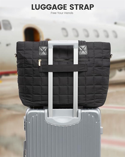2Pcs Lightweight Puffer Tote Bag, 15.6" 17"