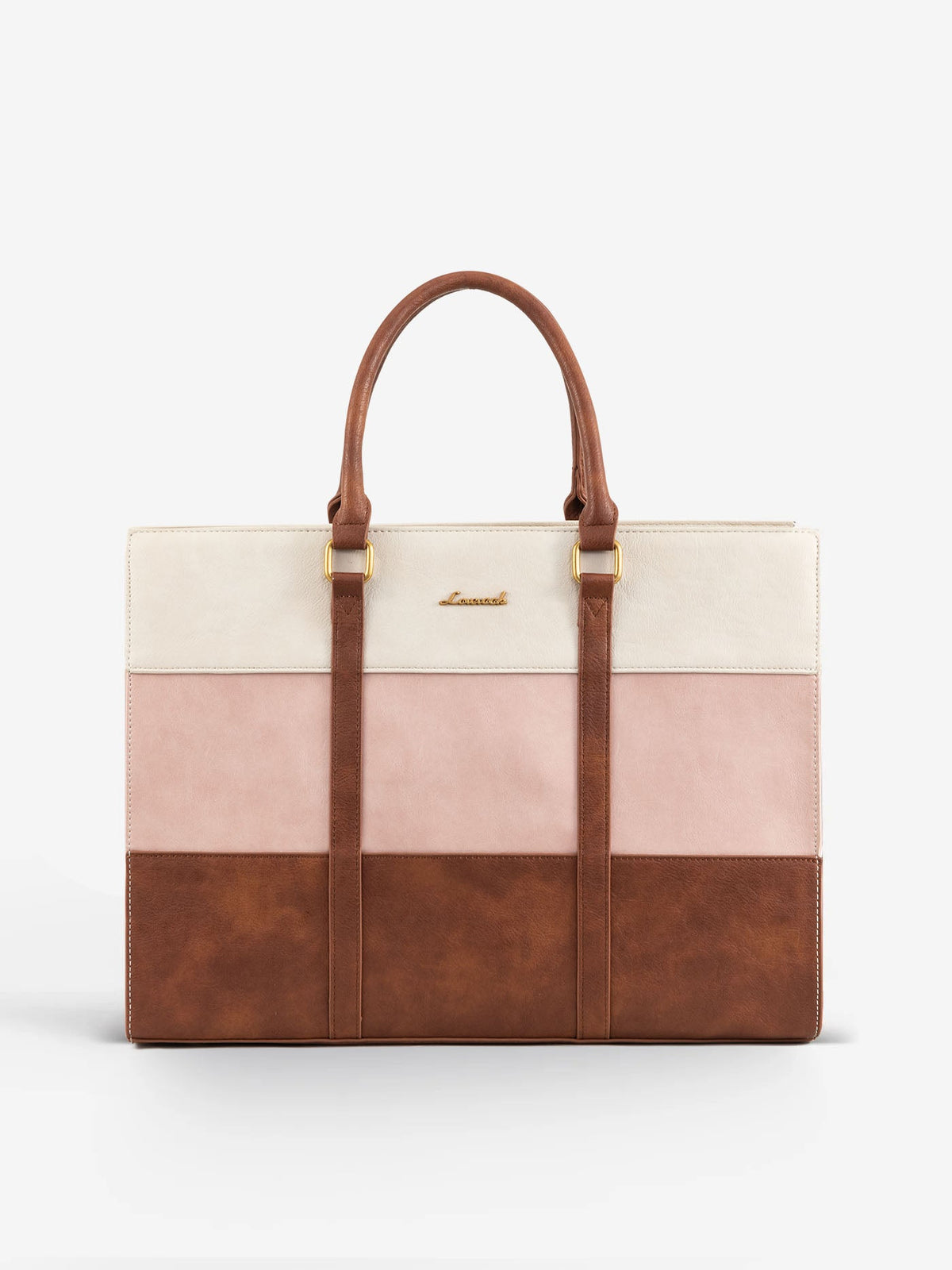 2Pcs Elegant Colorblock Tote Bag, 15.6"