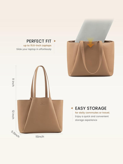 2Pcs Leather Shoulder Bag, 15.6"