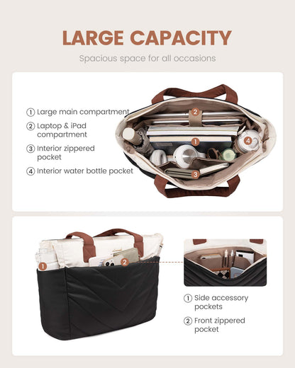 2Pcs Lightweight Puffy Tote Bag