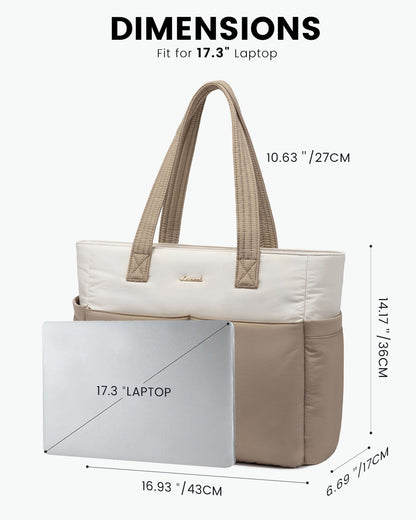2Pcs Multi-pocket Puffer Tote Bag, 15.6" 17.3"