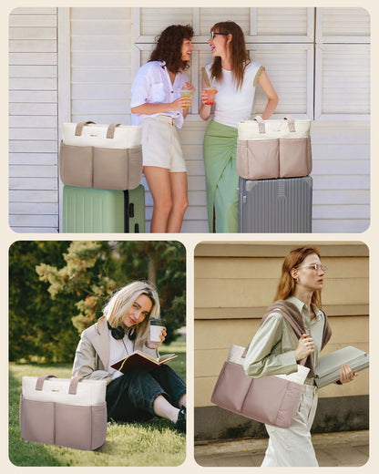 2Pcs Multi-pocket Puffer Tote Bag, 15.6" 17.3"