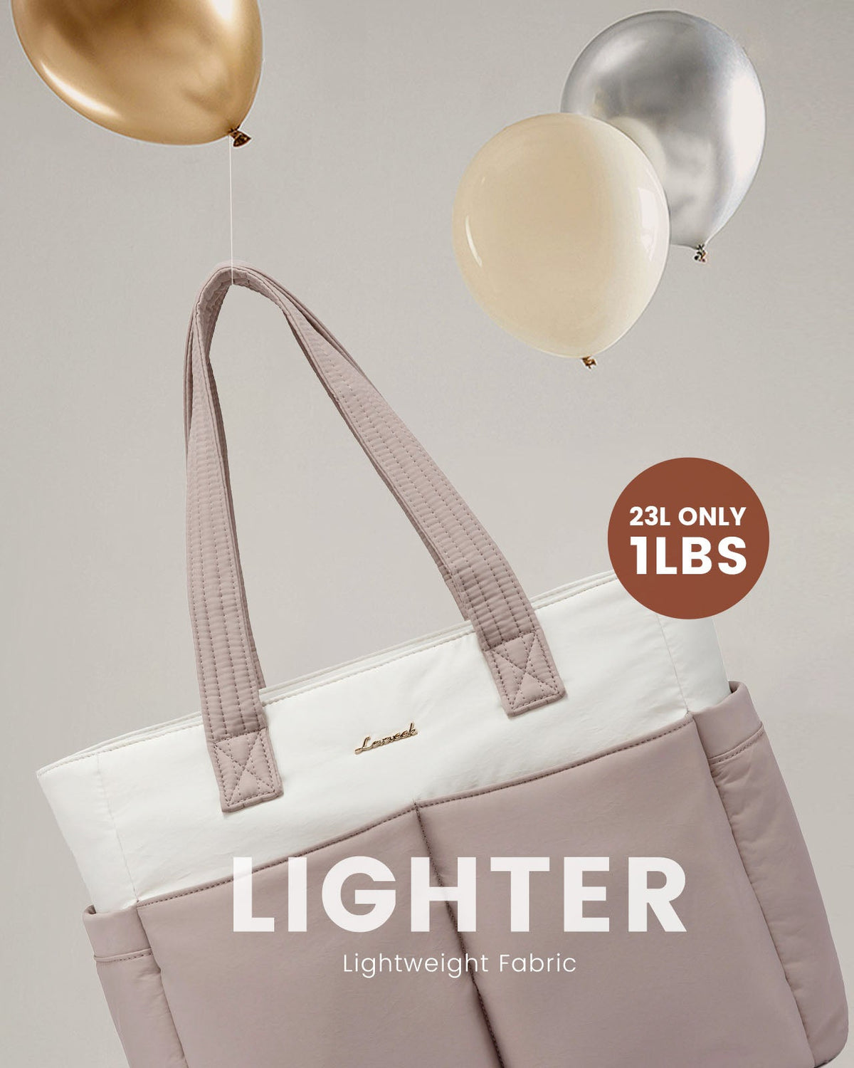2Pcs Multi-pocket Puffer Tote Bag, 15.6" 17.3"