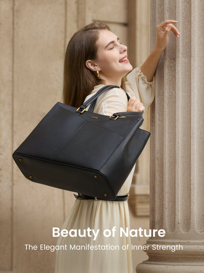 Elevate Top-Grain Leather Tote--100% Cowhide