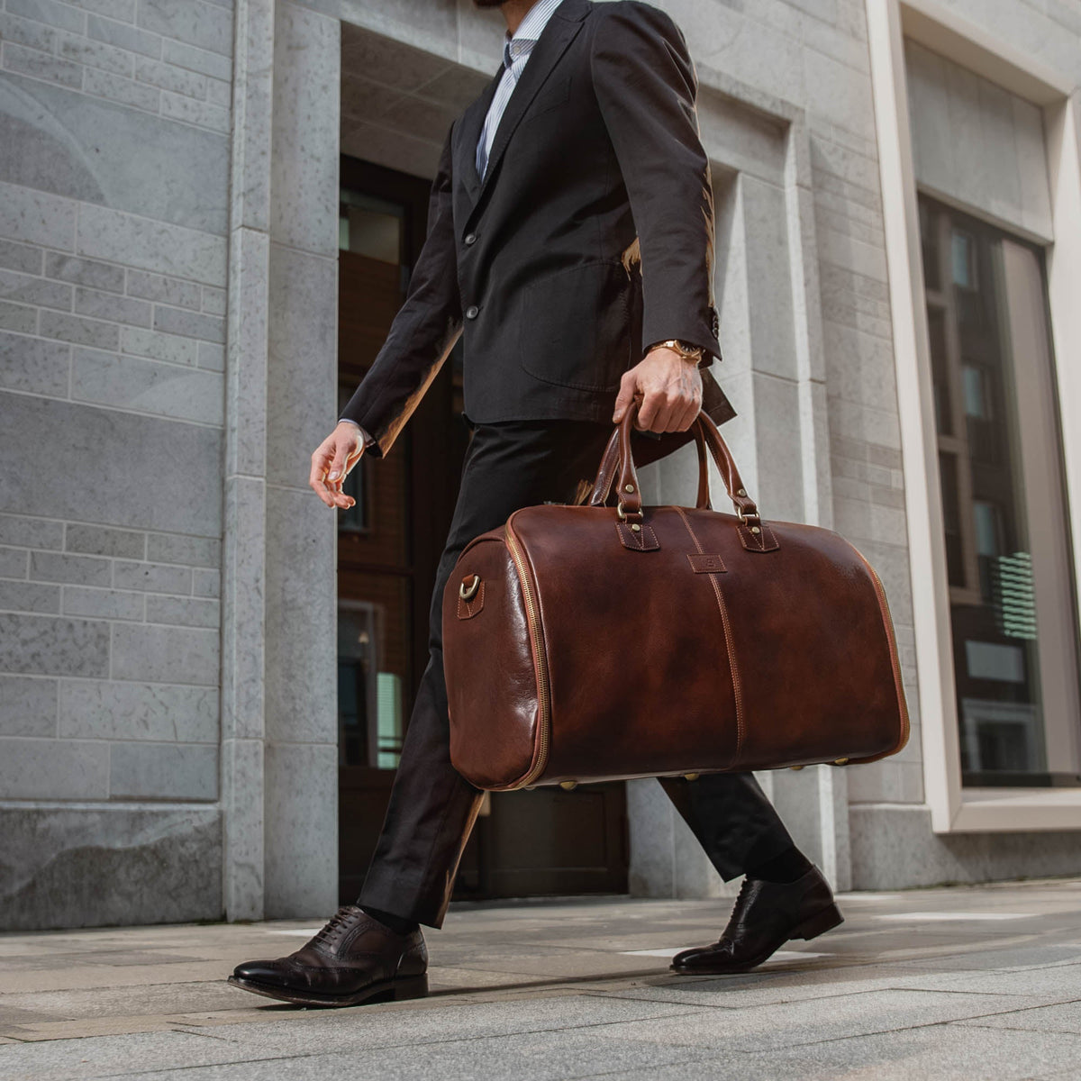 Leather Garment Duffel Bag