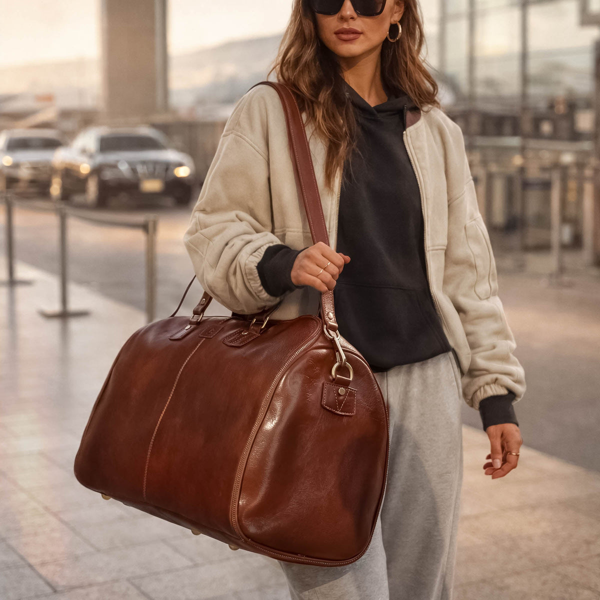 Women’s Leather Garment Weekender Bag